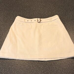 Anthropologie White Belted Mini Skirt - size Medium beach spring